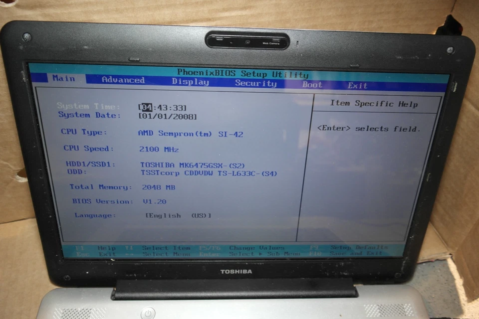 Toshiba Staellite Pro L450D-12X AMD Sempron 2GB ram 640 GB HDD 15.6" LCD working - Image 2 of 4