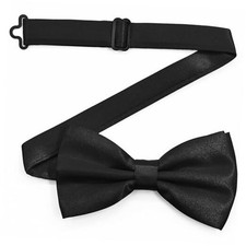 Men's Solid Pre-Tied Bow Tie Adjustable Formal Tuxedo Bowtie for Men Black