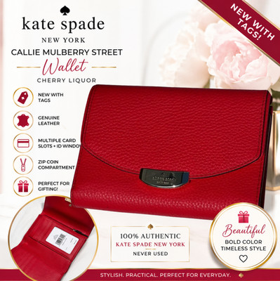 Kate Spade Callie Mulberry Street Cow Pebble Leather TriFold Wallet SKU WLRU2605