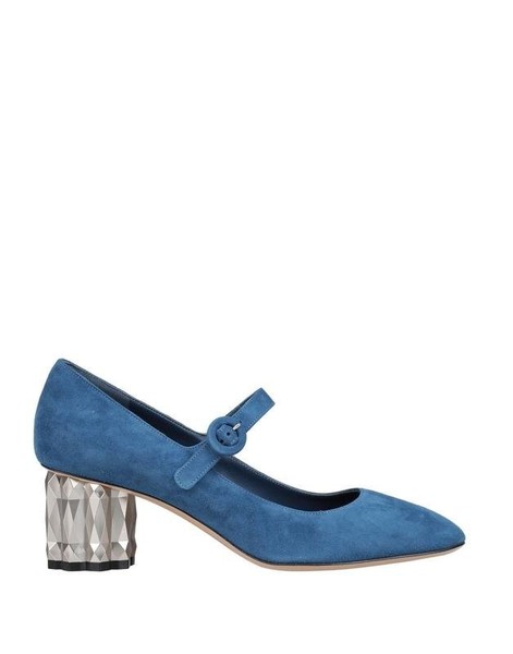 Women Salvatore Ferragamo Heels Navy Suede 39