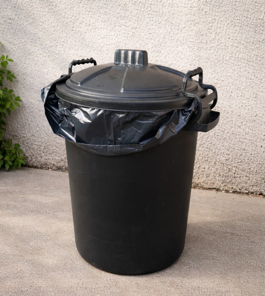 110l 85l 50l black dustbin with locking lockable handles rubbish waste ...