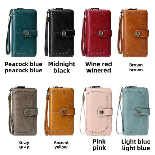 Women Leather Wallet Zipper Long Card Holder Coin Case Clutch Purse Handbag - Picture 4 of 12