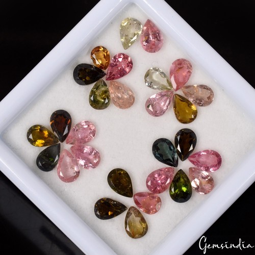 28Pc Natural Tourmaline lot Top Color and luster wholesale from Mozambique 6x4mm - Picture 3 of 5