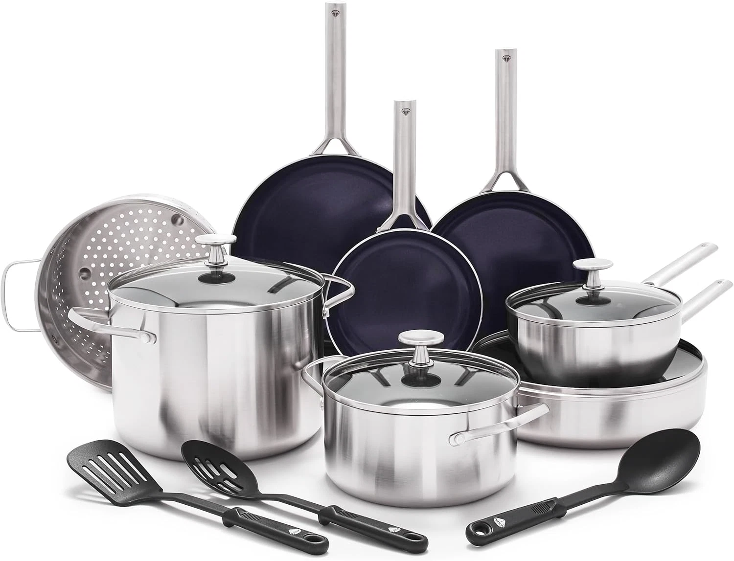 15-Piece Tri-Ply Stainless Steel Cookware Set - Induction & Dishwasher Safe