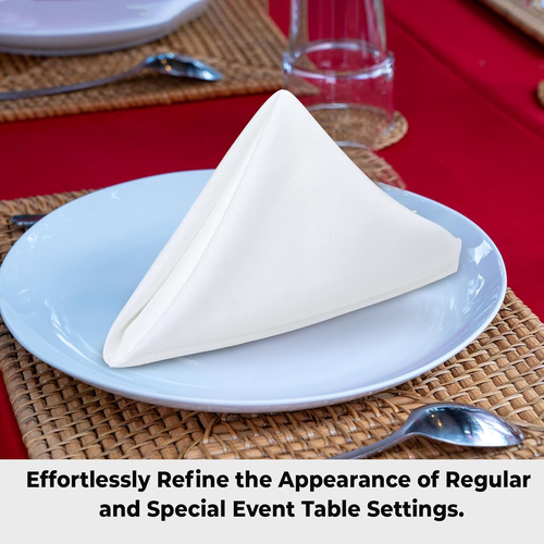 White Dinner Napkins 100% Cotton Cloth Napkins (Set of 12) 18X18 Inches Absorben - Picture 8 of 9