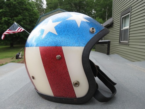 VINTAGE EASY RIDER CAPTAIN AMERICA STARS AND STRIPES OPEN FACE HELMET - 第 3/8 張圖片