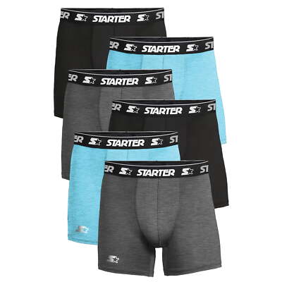 Starter Mens Boxer Brief 6-Pk Black/Light Blue/Charcoal Grey Size M