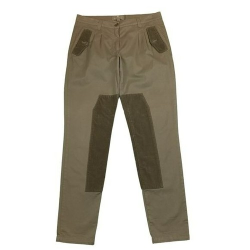 ETRO Spa Milano Khaki Velour Riding Tan Pant 7516 EU 44