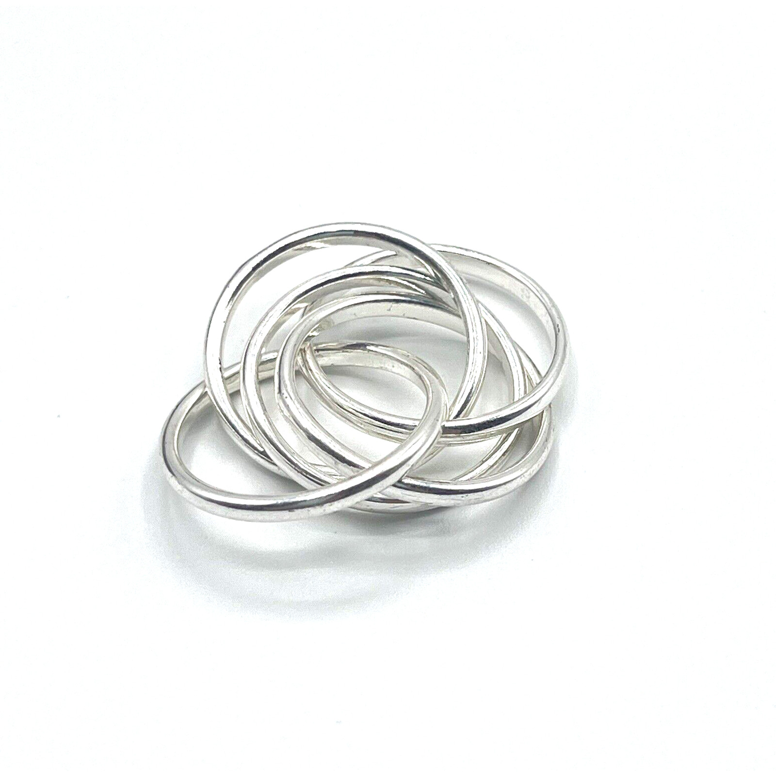 Unique Interlocking Silver Plated Band Rolling Ri… - image 3