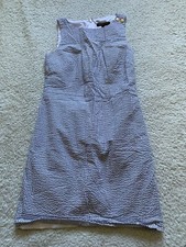 Banana Republic Women Striped Sleeveless Shift Lined Dress Gray & White Size 2