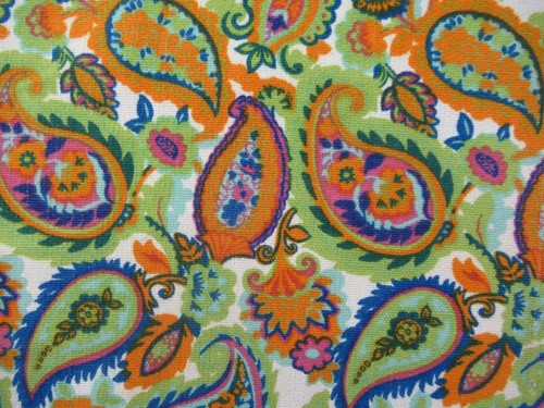 Vintage 60s Groovy Paisley Cotton Canvas Fabric 2.9 Yards - Picture 3 of 7