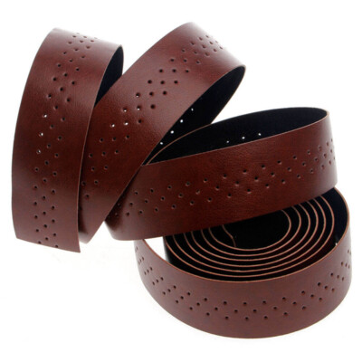 Brown Handlebar Tape Bicycle Cycling Road PU Leather Grip Wrap