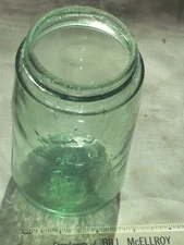 Green Mason's Patent Nov. 30th 1885 1 pt. ground lip shoulder seal canning jar