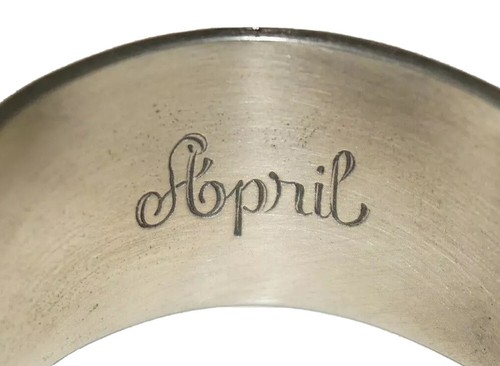 SALISBURY PEWTER Solid Silver Pewter Month of APRIL Cuff Bracelet USA - Picture 7 of 18