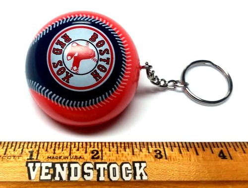 BOSTON RED SOX v2 KEYCHAIN BALL 2" ROUND LICENSED NEW MLB CHARM PULL - Picture 2 of 2
