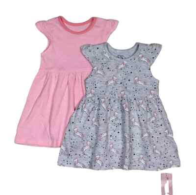 YOUNG DIMENSION 2-Tlg. Set Mädchen Sommer Jersey Kleid mit Muster Einhorn Gr. 80