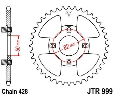 JT Sprockets JTR999.45 Steel Rear Sprocket, 45T Honda CT110 Trail 110 1980-1986 - Image 3 of 3