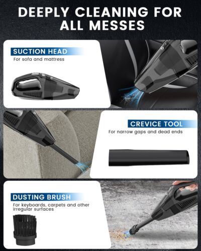 Handheld Vacuum Cordless 12000pa Car Vacuum Portable With Brushless Motor Hand V - Picture 3 of 8