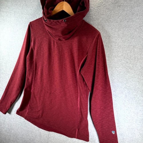 Kuhl Sweater Women's Medium Maroon Hooded Stretch Cowl Neck Thumb Holes Outdoor - Picture 3 of 12