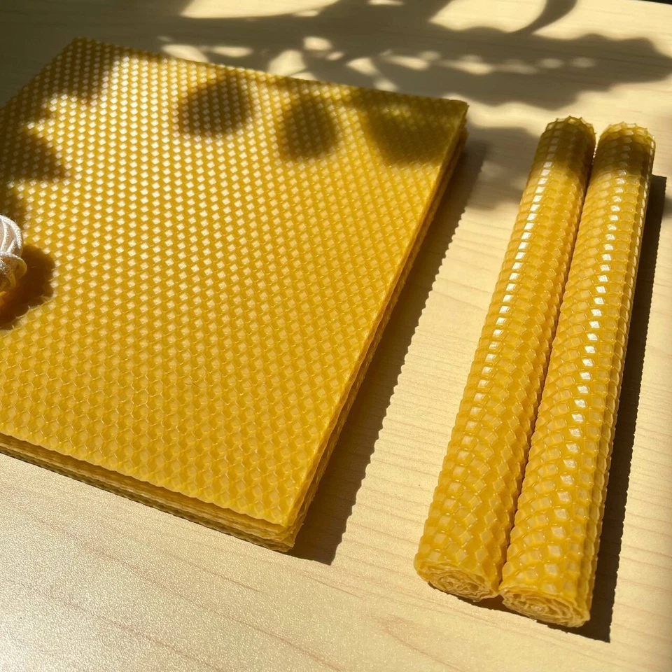 Organic Beeswax Sheets 8x8" (10 Pcs) with Wick | Candle Making Kit | Made in Ukr - Image 4 of 4
