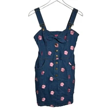 Care Bears Womens Dress Cheer Bear Denim Fitted Pinafore x Unique Vintage medium