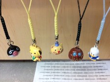 MINIATURE ORNAMENTS NEW SET OF FIVE FISH DOG CAT OWL DUCK METAL W/STRING