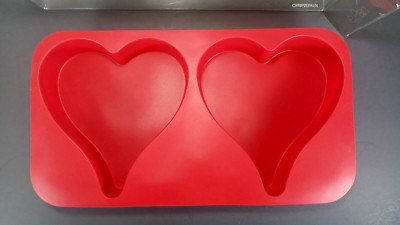 Crate & Barrel Heart Cake Mold Silicone Pan Red 11.5'' Dessert Baking Dish NEW