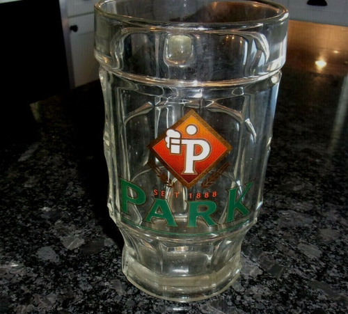 PARK BRAUEREI PIRMINATOR - GERMAN BEER MUG - THICK GLASS - 0.5 L - RARE