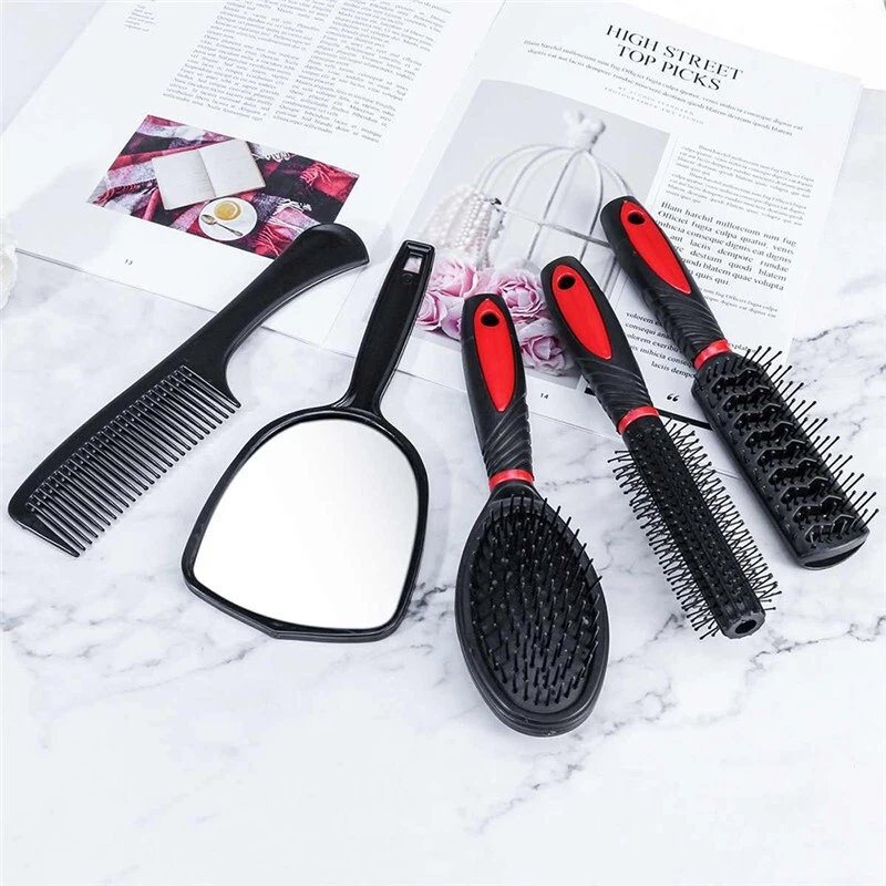 5er Haarbürste Set Föhnbürste Pflegebürste Tasche Stylingbürste Paddelbürste - Bild 3 von 4