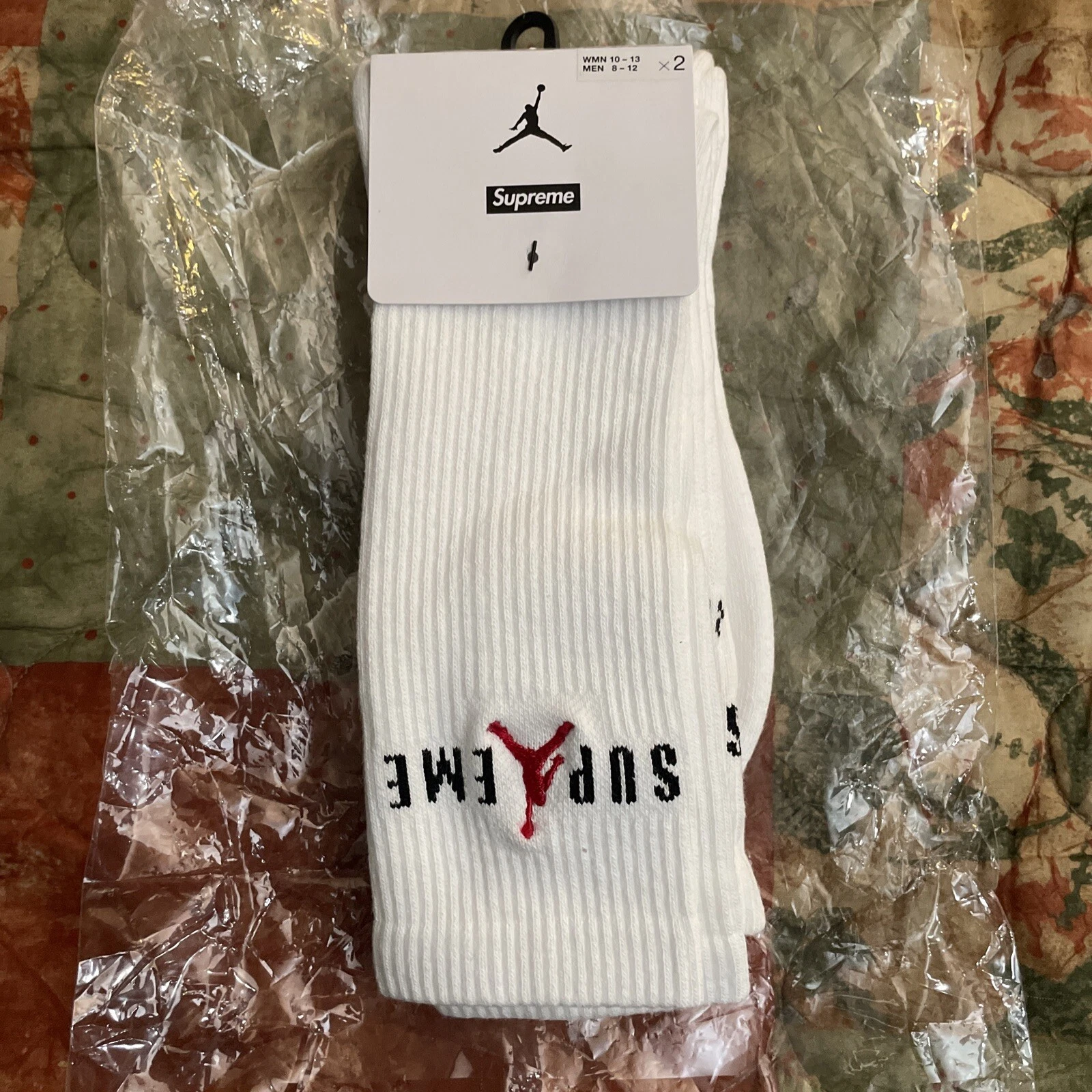 SUPREME x CHAUSSETTES JORDAN CREW (2 paires) / Blanc / Large / ÉPUISÉ ?