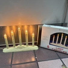 Vintage Christmas Candolier Drip Window Candelabra 5 Candle Bulb Holder 14" USA