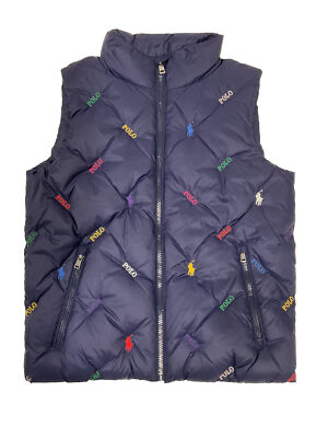 Polo Ralph Lauren Logo Vest water repellent Down Puffer Kids M L Navy
