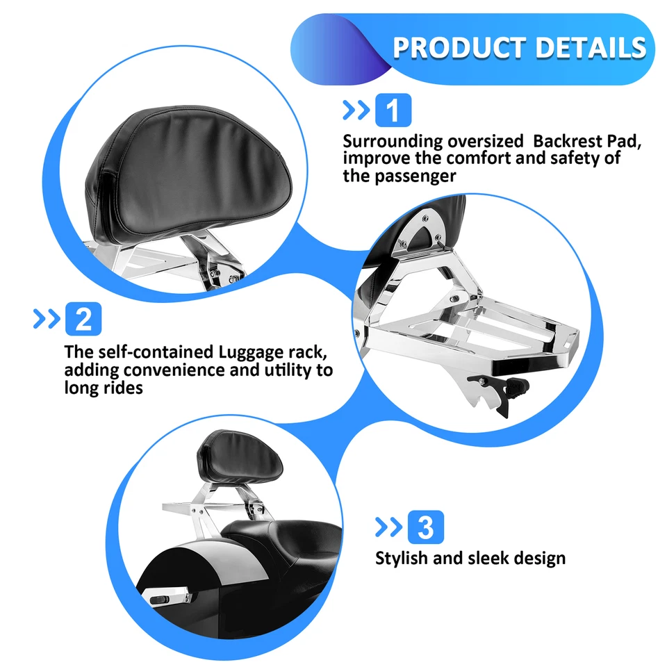 Respaldo desmontable Sissy Bar Rack para Victory Cross Roads / Cross Country 10-16 Foto 2 de 4