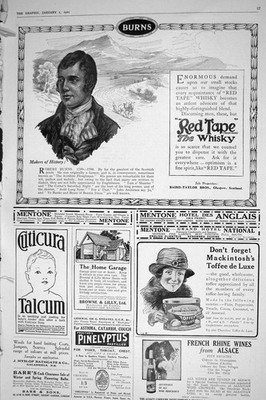Antique Old Print 1921 Red Tape Scotch Whisky Mackintosh Toffee French Wine