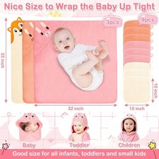 31x31 Inch Baby Hooded Towels, 12Pcs Baby Towels and Washcloths Set