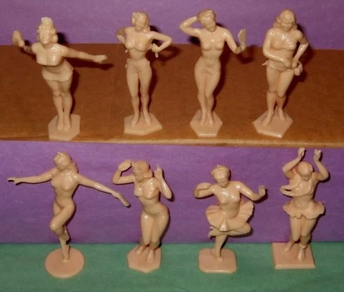Set 8 Orig. Old 1950's Marx HP FLESH COLOR AMERICAN BEAUTY Figures