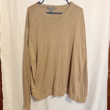 Laurel Cremieux Mens XL Beige Knit Crewneck Long Sleeve Supima Cotton Sweater