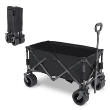 Collapsible Wagon Carts Foldable, Garden Cart with 360° All-Terrain Wheels, A...