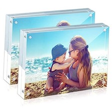 Acrylic Frames, 2 Pack 6x8, 24mm Thick, Frameless, Magnetic, Free 6x8 2 PACK 