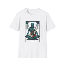 Unisex Softstyle T-Shirt Robotic Philosopher Meditation Futuristic Tech 
