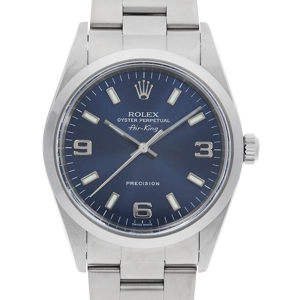 Number blue white bar ROLEX second king 14000M mens 369 K hand Air - vintagewatches.pk