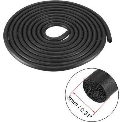 Foam Rubber Seal Weather Strip 8mm Diameter 3 Meters Long Black- 2 packs-NEW-C