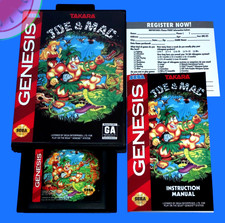 TESTED Sega GENESIS Authentic JOE AND MAC Game Completed with NEW Box Manual Reg