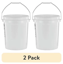 United Solutions White 5 Gallon Bucket Pail, Heavy Duty Comfortable Handle 2 PCS