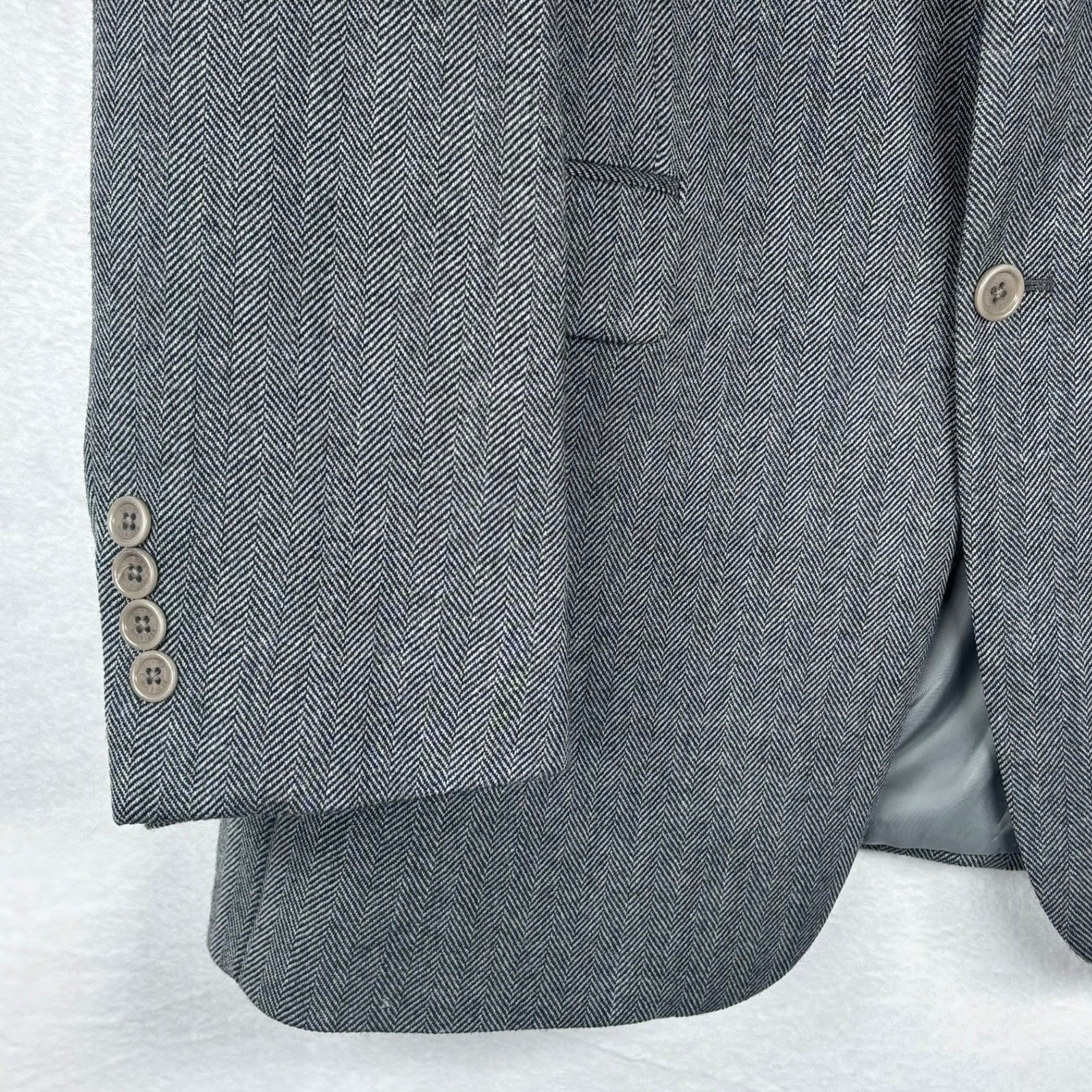 Tommy Hilfiger Herringbone Sport Coat Blazer Gray  100% Wool Suit Jacket 44L thumbnail 10