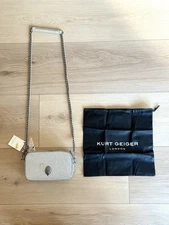 KURT GEIGER Kensington Crystal embellished Metallic leather Crossbody Camera Bag