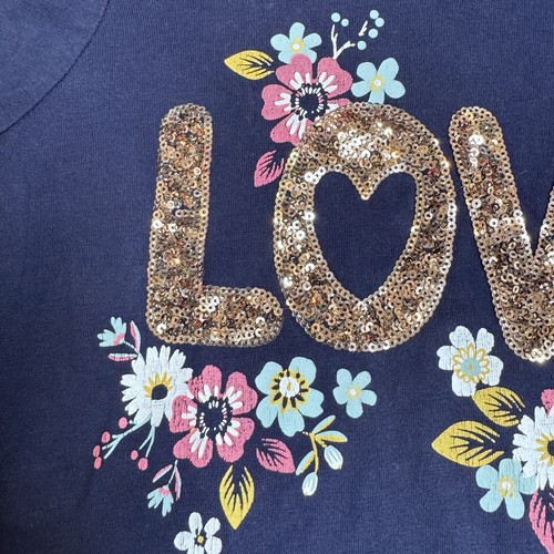 Tommy Bahama Girl Long Sleeve Navy Blue Top Sz Large (10/12) Love Sequins & Lace - Picture 3 of 6
