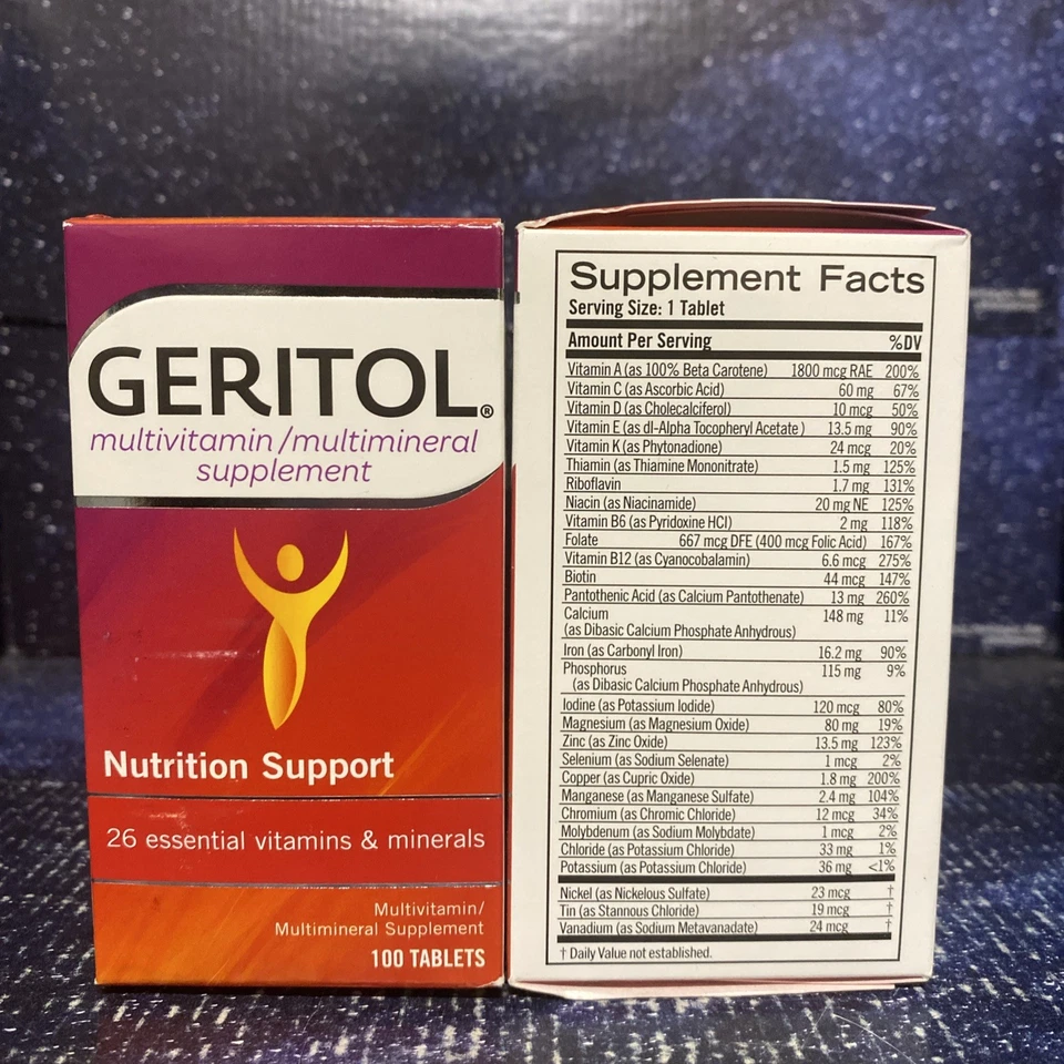 Pack de 2 Multivitaminas Geritol, Vitaminas Esenciales para Todos los Adultos, 100 Comprimidos Foto 2 de 4