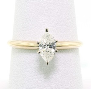 14k Yellow Gold .51 Carat Genuine Marquise Diamond Engagement Ring Size 7