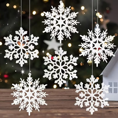 16x weiße Kunststoff Schneeflocken Frozen Winter Deko Dekoration Deko hängend